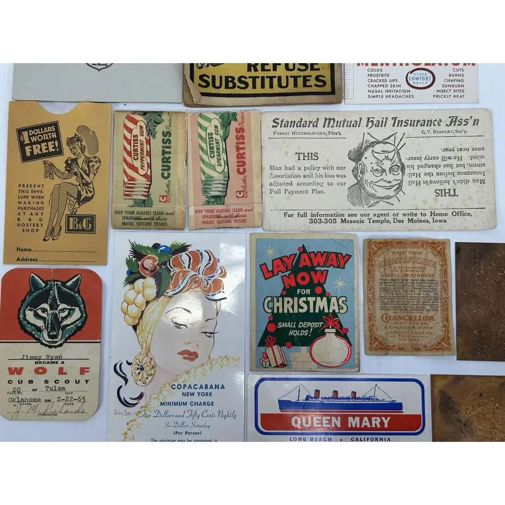 VTG Ephemera Lot Copacabana Queen Mary Carters‎ Little Liver Pills Copper Plate
